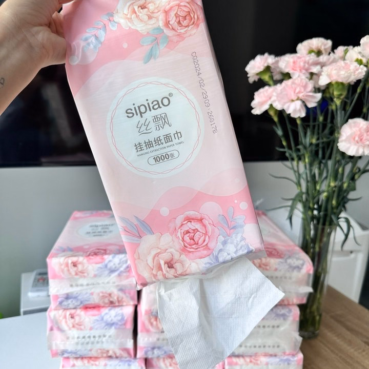 Bịch Giấy Rút Sipiao Chef&Chef Tq-Hoa Hồng 1000 Tờ - Su - Ảnh 2