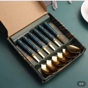 Hộp 6 Thìa Cán Mạ Giả Cẩm Thạch Tiện Ích