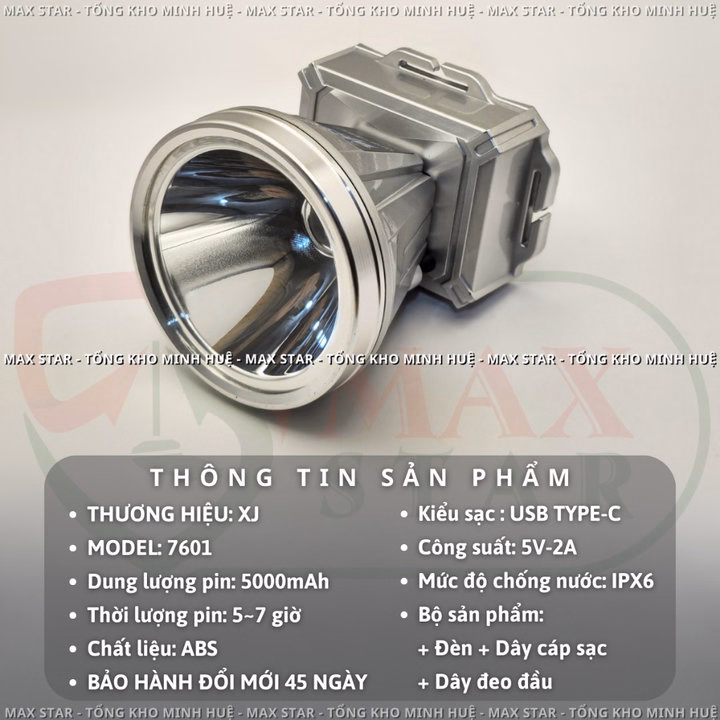 Đèn Pin Đội Đầu Siêu Sáng Xj-7601 Chiếu Xa Tối Đa 500 Mét Soi Sáng Liên Tục 6 Giờ Gd186 - Lady'S Passion - Ảnh 7