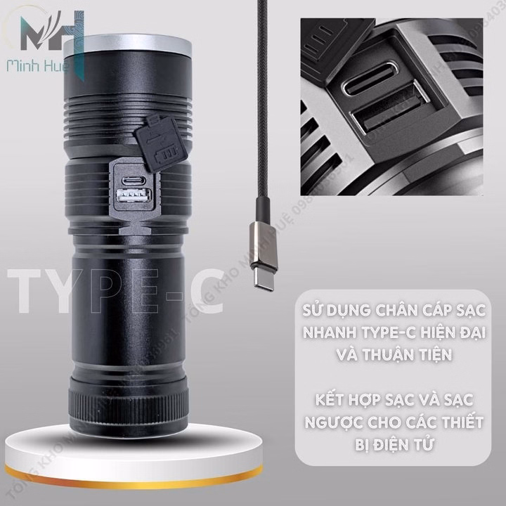 Đèn Pin Cầm Tay Siêu Sáng Ray Bow 1122 Chiếu Xa 600 Mét Có Zoom Xa Gần Chống Nước Sạc Ngược Cho Điện Thoại Cao Cấp Gd193 - Lady'S Passion - Ảnh 3