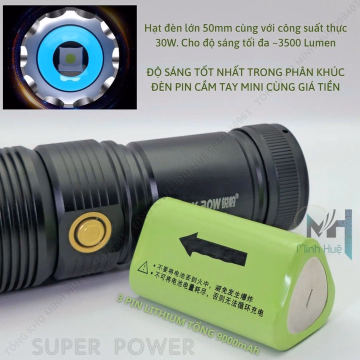 Đèn Pin Cầm Tay Siêu Sáng Ray Bow 1122 Chiếu Xa 600 Mét Có Zoom Xa Gần Chống Nước Sạc Ngược Cho Điện Thoại Cao Cấp Gd193 - Lady'S Passion - Ảnh 2