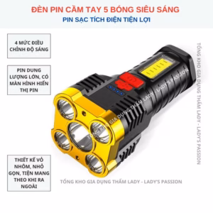 Đèn Pin Cầm Tay Siêu Sáng 5 Bóng Chắc Chắn Chế Độ Loại Sáng Cao Cấp Gd194 - Lady'S Passion