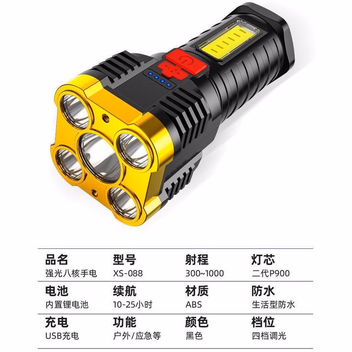 Đèn Pin Cầm Tay Siêu Sáng 5 Bóng Chắc Chắn Chế Độ Loại Sáng Cao Cấp Gd194 - Lady'S Passion - Ảnh 8