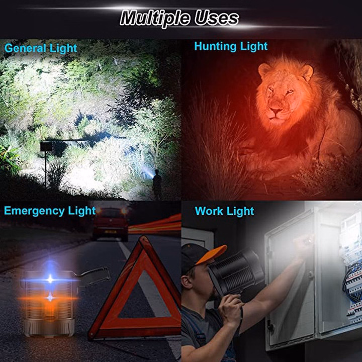 Đèn Pin Cầm Tay Siêu Sáng W5113 Chiếu Xa 1000 Mét Sạc Năng Lượng Mặt Trời Chống Nước Gd196 - Lady'S Passion - Ảnh 8