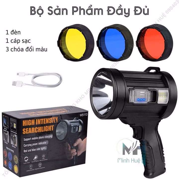 Đèn Pin Cầm Tay Siêu Sáng W5113 Chiếu Xa 1000 Mét Sạc Năng Lượng Mặt Trời Chống Nước Gd196 - Lady'S Passion - Ảnh 7