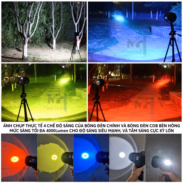 Đèn Pin Cầm Tay Siêu Sáng W5113 Chiếu Xa 1000 Mét Sạc Năng Lượng Mặt Trời Chống Nước Gd196 - Lady'S Passion - Ảnh 10