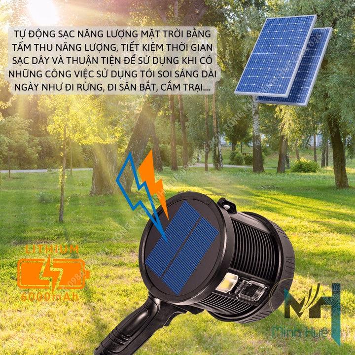 Đèn Pin Cầm Tay Siêu Sáng W5113 Chiếu Xa 1000 Mét Sạc Năng Lượng Mặt Trời Chống Nước Gd196 - Lady'S Passion - Ảnh 14