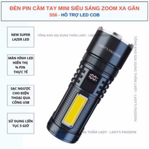 Đèn Pin Cầm Tay S56 Chiếu Xa 500 Mét Có Zoom Xa Gần Chống Nước Sạc Ngược Cho Điện Thoại Gd199 - Lady'S Passion