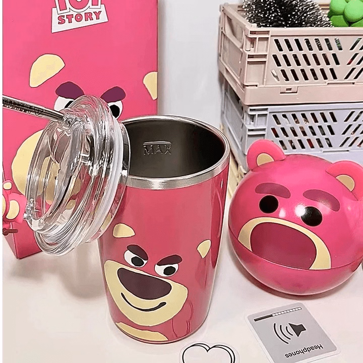 Ly Giữ Nhiệt Gấu Dâu Chất Liệu Inox 304 Kèm Ống Hút 600Ml Ctb199 - Bechip - Ảnh 4