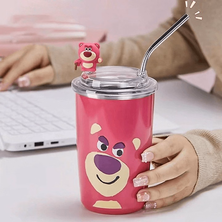 Ly Giữ Nhiệt Gấu Dâu Chất Liệu Inox 304 Kèm Ống Hút 600Ml Ctb199 - Bechip - Ảnh 6