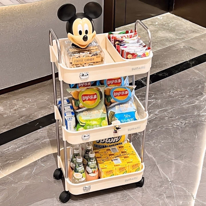 Kệ Gấu Sunmix 3 Tẩng Đựng Đồ Khung Inox Có Bánh Xe - Gdn - Ảnh 7