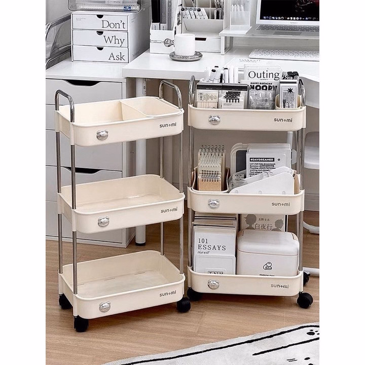 Kệ Gấu Sunmix 3 Tẩng Đựng Đồ Khung Inox Có Bánh Xe - Gdn - Ảnh 3