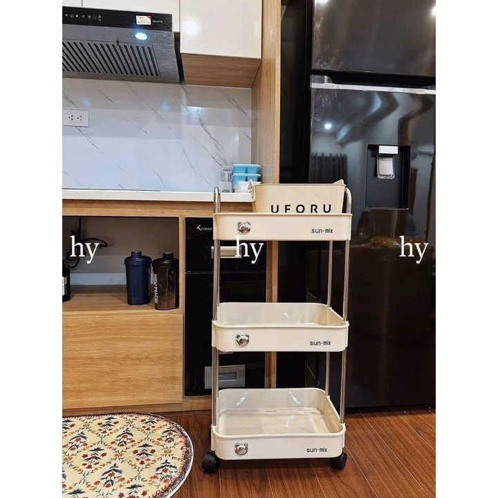 Kệ Gấu Sunmix 3 Tẩng Đựng Đồ Khung Inox Có Bánh Xe - Gdn - Ảnh 4