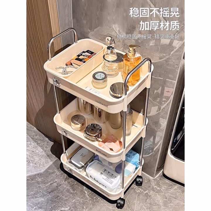 Kệ Gấu Sunmix 3 Tẩng Đựng Đồ Khung Inox Có Bánh Xe - Gdn - Ảnh 6