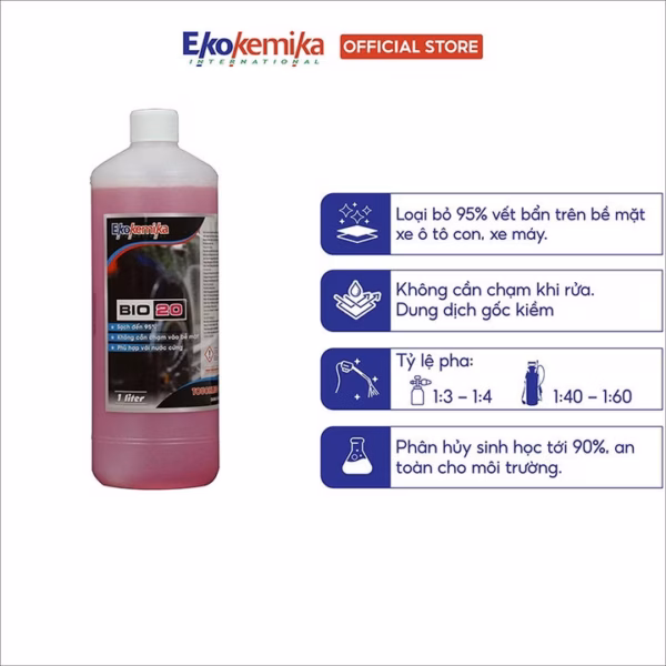 Dung Dịch Rửa Xe Không Chạm Bio 20 - 1L Thương Hiệu Ekokemika - Ảnh 2
