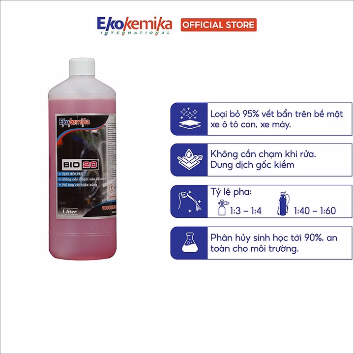 Dung Dịch Rửa Xe Không Chạm Bio 20 - 1L Thương Hiệu Ekokemika - Ảnh 2