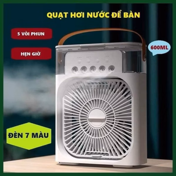 Quạt Hơi Nước Để Bàn Phun Sương 5 Vòi Phun Mini - Gdn - Ảnh 2