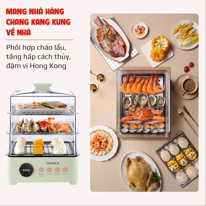 Nồi Lẩu Hấp Thủy Nhiệt Đa Năng Osaka Mp-666 Ngon Như Nhà Hàng Chang Kang Kung - Ảnh 4