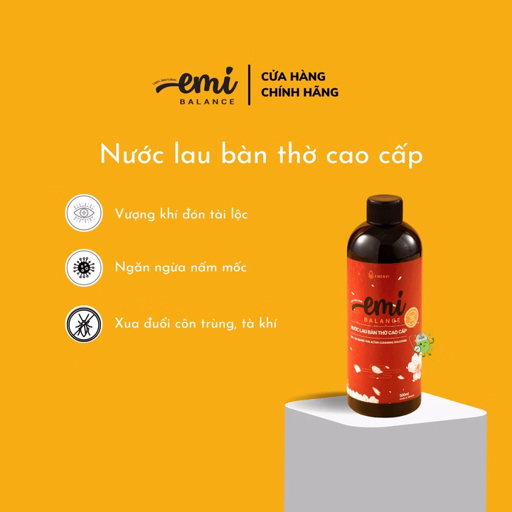Nước Lau Bàn Thờ Cao Cấp Emibalancetinh Dầu Ngọc Am Làm Sạch Nấm Mốc, Khử Mùi 500Ml