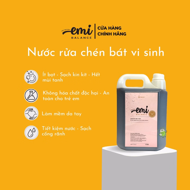 Nước Rửa Chén Bát Vi Sinh Emibalance 5L An Toàn Cho Người Dùng Không Gây Khô Kích Ứng Da Tay
