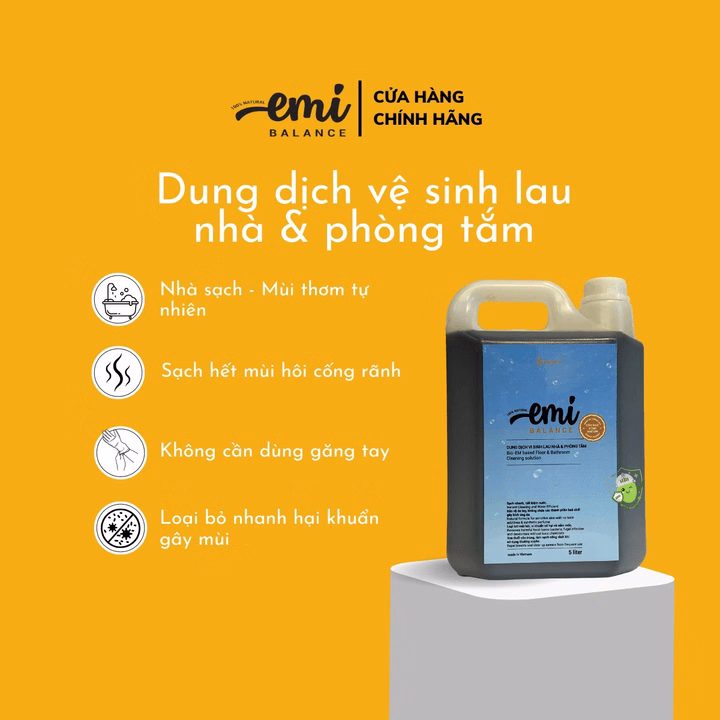 Dung Dịch Vi Sinh Emibalance Lau Nhà & Phòng Tắm Sả Chanh 5L
