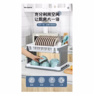 Kệ Úp Bát Đĩa 2 Tầng Có Chỗ Thoát Nước - Gdn