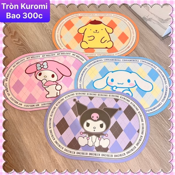 [Combo 4 Tặng 1] Thảm Lau Chân Vải Chữ Nhật/ Oval Kuromi Ngẫu Nhiên - Su Clothing - Ảnh 3