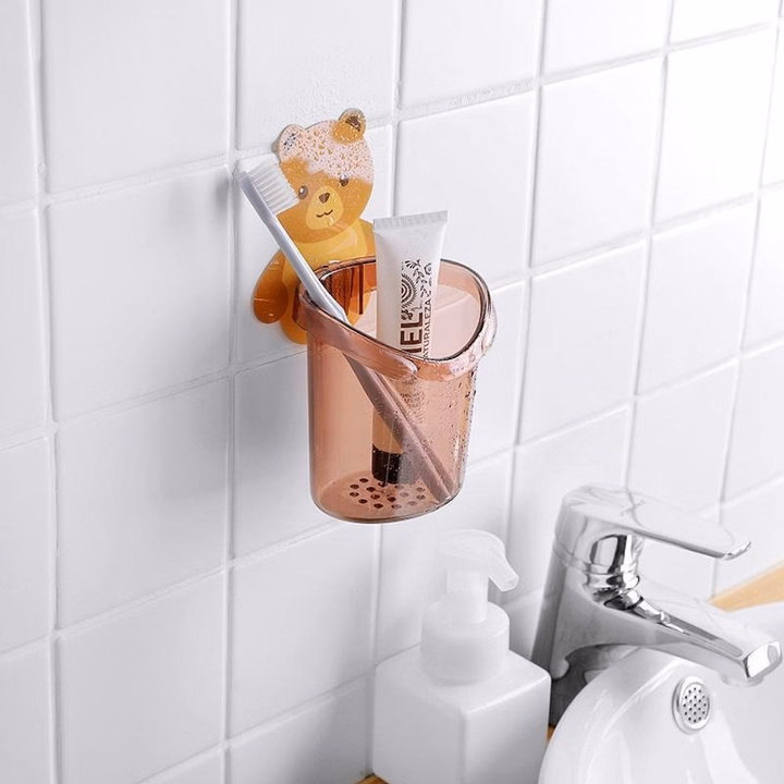 Set 5 Cốc Gấu Tiện Ích Dán Tường Kèm Miếng Dán - Su - Ảnh 3