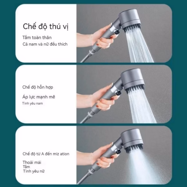 Vòi Hoa Sen, Vòi Nhà Tắm Turbo Tăng Áp Lực Nước 3 In1 Có 3 Chế Độ Hỗ Trợ Tăng Lực Nước Phun Sương Ctb786 - Bechip - Ảnh 2