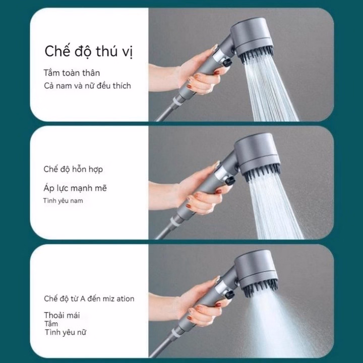 Vòi Hoa Sen, Vòi Nhà Tắm Turbo Tăng Áp Lực Nước 3 In1 Có 3 Chế Độ Hỗ Trợ Tăng Lực Nước Phun Sương Ctb786 - Bechip - Ảnh 2