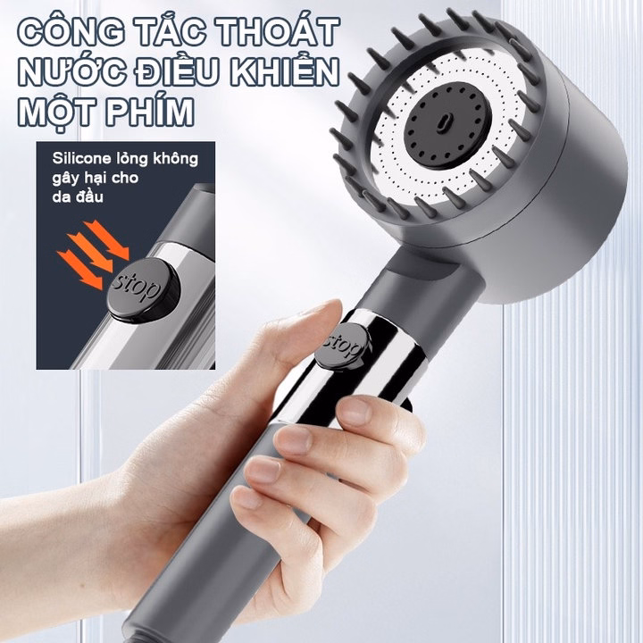 Vòi Hoa Sen, Vòi Nhà Tắm Turbo Tăng Áp Lực Nước 3 In1 Có 3 Chế Độ Hỗ Trợ Tăng Lực Nước Phun Sương Ctb786 - Bechip - Ảnh 7