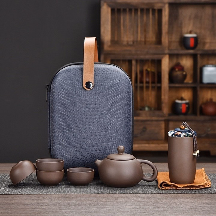 Bộ Ấm Chén Trà Tử Sa Di Động Du Lịch Gốm Tráng Men Sang Trọng, Thiết Kế Thủ Công, Tiện Lợi Và Nghệ Thuật - Ctb787 - Ảnh 2