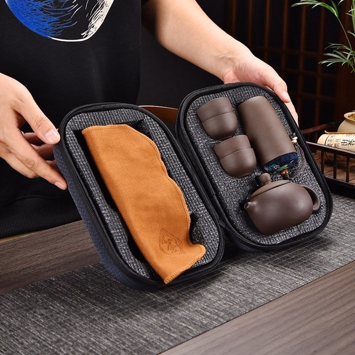 Bộ Ấm Chén Trà Tử Sa Di Động Du Lịch Gốm Tráng Men Sang Trọng, Thiết Kế Thủ Công, Tiện Lợi Và Nghệ Thuật - Ctb787 - Ảnh 6