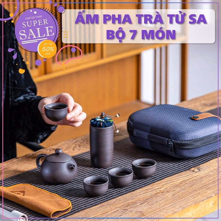 Bộ Ấm Chén Trà Tử Sa Di Động Du Lịch Gốm Tráng Men Sang Trọng, Thiết Kế Thủ Công, Tiện Lợi Và Nghệ Thuật - Ctb787 - Ảnh 7
