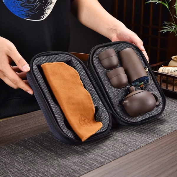 Bộ Ấm Chén Trà Tử Sa Di Động Du Lịch Gốm Tráng Men Sang Trọng, Thiết Kế Thủ Công, Tiện Lợi Và Nghệ Thuật - Ctb787 - Ảnh 9