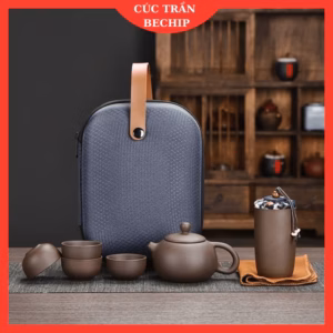Bộ Ấm Chén Trà Tử Sa Di Động Du Lịch Gốm Tráng Men Sang Trọng, Thiết Kế Thủ Công, Tiện Lợi Và Nghệ Thuật - Ctb787