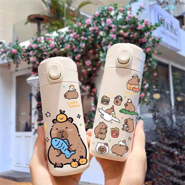 Bình Giữ Nhiệt Inox Labubu/Capybara Dung Tích 450Ml Nút Bật Ngẫu Nhiên - Su - Ảnh 4