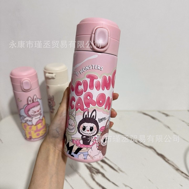 Bình Giữ Nhiệt Inox Labubu/Capybara Dung Tích 450Ml Nút Bật Ngẫu Nhiên - Su - Ảnh 3