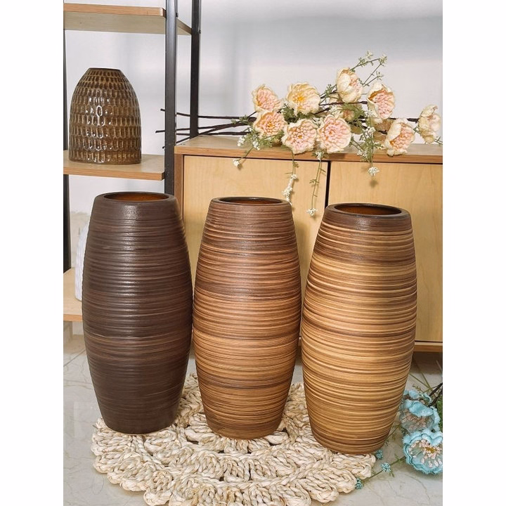 Bình Cắm Hoa Gốm Bát Tràng, Dáng Bom Cao 30Cm Decor Trang Trí - Chipxinhxk - Ảnh 3