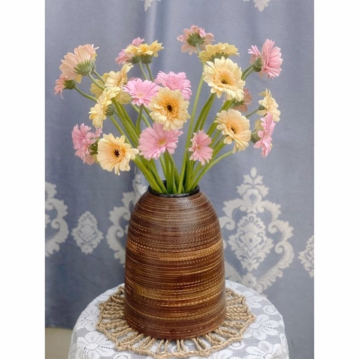 Bình Cắm Hoa Gốm Bát Tràng Dáng Chuông, Size Mini Cao 15Cm - Chipxinhxk