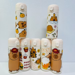 Bình Giữ Nhiệt Labubu/Capybara 450Ml Nút Bật Siêu Đẹp - Su