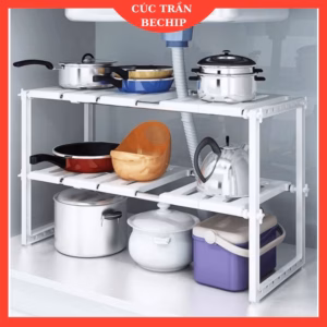 Kệ Gầm Bếp 2 Tầng Đa Năng Tiện Dụng Tiết Kiệm Không Gian Nhà Bếp, Kệ Để Nồi Niêu Xong Chảo - Ctb793