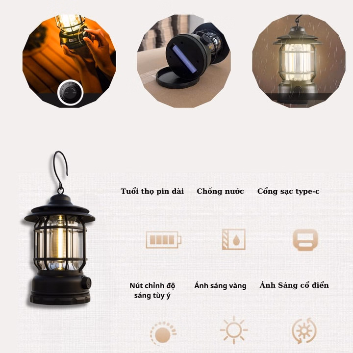 Đèn Bão Măng Xông, Đèn Led Tích Điện Dùng Để Đi Dã Ngoại, Cắm Trại Ngoài Trời Công Suất 5W - Ctb795 - Ảnh 10