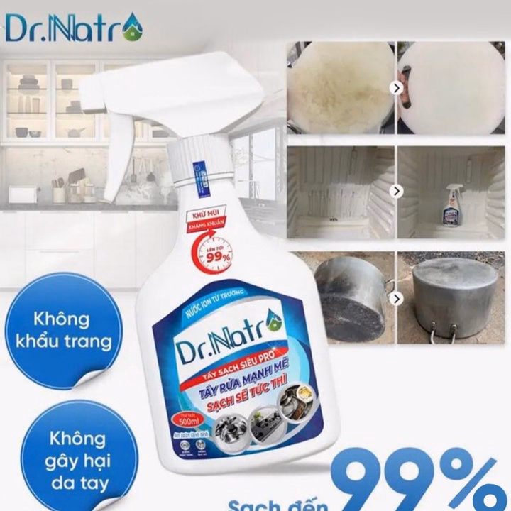 Tẩy Đa Năng Siêu Sạch Dr. Natro- Công Nghệ Ion Từ Trường Tẩy Sạch Các Vết Bẩn Dầu Mỡ, Cháy Khét, Làm Sáng Nữ Trang,..... An Toàn, Bảo Vệ Sức Khỏe, Không Hại Da Tay, Thân Thiện Môi Trường - Ảnh 2