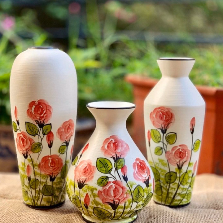 Bộ 3 Bình Gốm Vẽ Hoa Bát Tràng Làm Quà Tặng, Decor Trang Trí, Cắm Hoa - Chipxinhxk - Ảnh 4