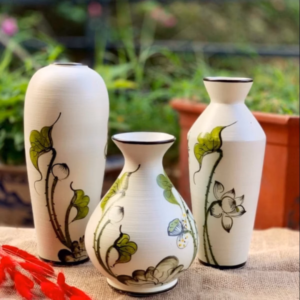 Bộ 3 Bình Gốm Vẽ Hoa Bát Tràng Làm Quà Tặng, Decor Trang Trí, Cắm Hoa - Chipxinhxk - Ảnh 10