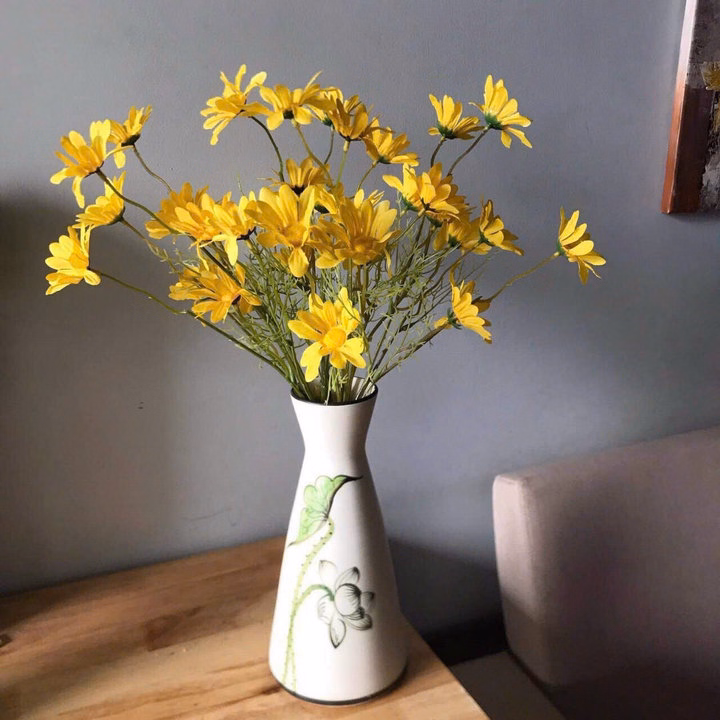 Lọ Hoa Vẽ Tay, Bình Hoa Gốm Sứ Bát Tràng Dáng Ly Decor Cắm Hoa Đều Đẹp -Chipxinhxk - Ảnh 5