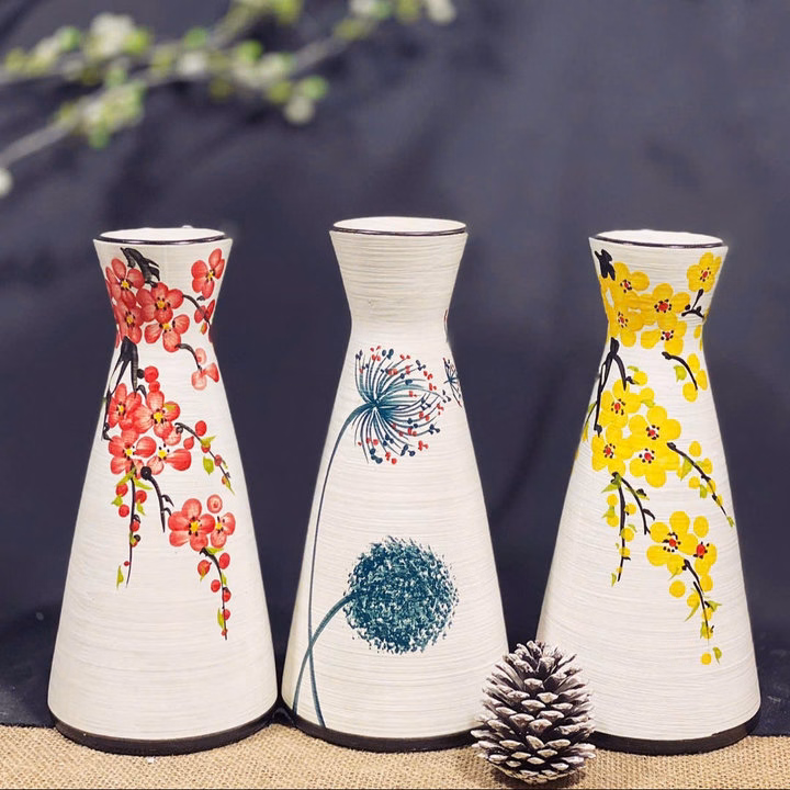 Lọ Hoa Vẽ Tay, Bình Hoa Gốm Sứ Bát Tràng Dáng Ly Decor Cắm Hoa Đều Đẹp -Chipxinhxk - Ảnh 10