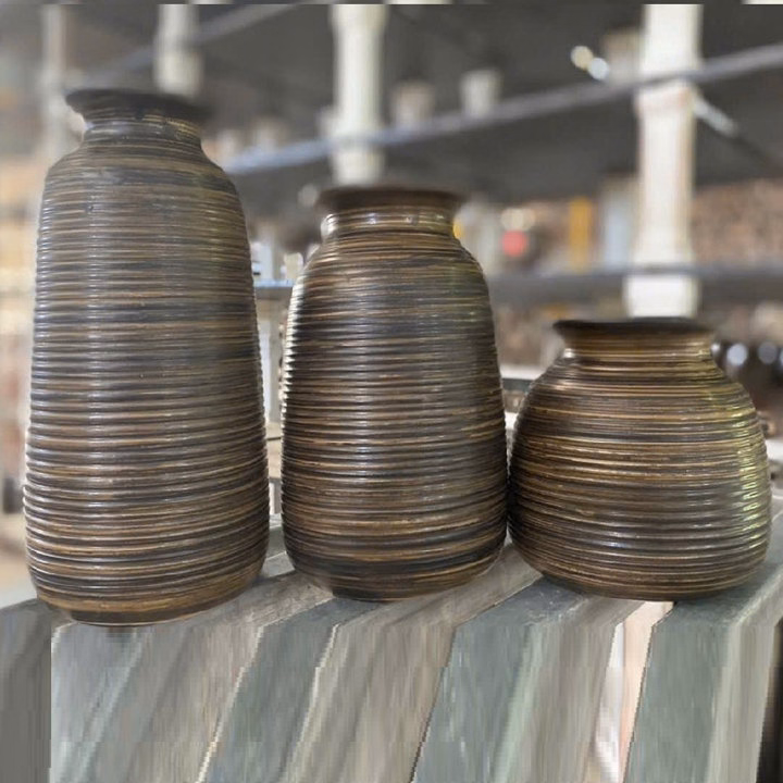 Bộ 3 Bình Gốm Bát Tràng Miệng Loe, Men Mộc Vân Ganh Decor Trang Trí, Cắm Hoa ,Làm Quà Tặng Đẹp- Chipxinhxk - Ảnh 6