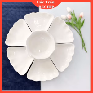 Bộ Bát Đĩa Hoa Mặt Trời Nhưa Size Đại 50Cm, Bộ Đĩa Hoa Mặt Trời 7 Chi Tiết Ctb804 - Bechip